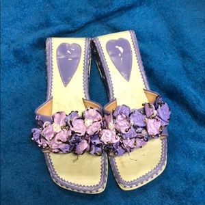 Purple flower shoes.